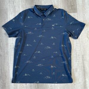 Travis Mathew Blue Golf Polo with Graphic Print